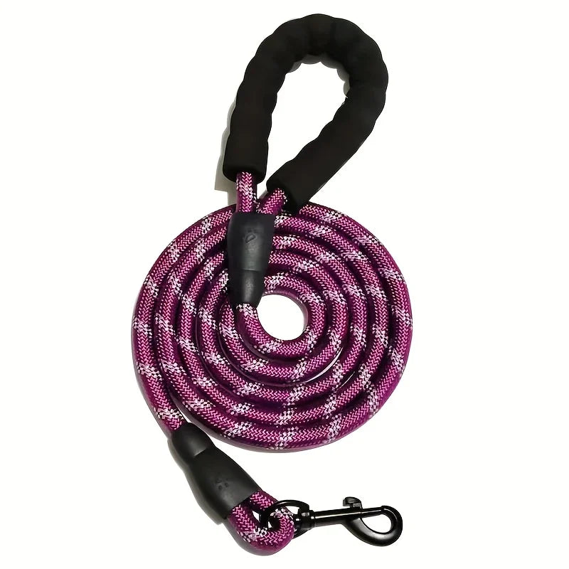 Reflective dog leash with comfortable, padded handle