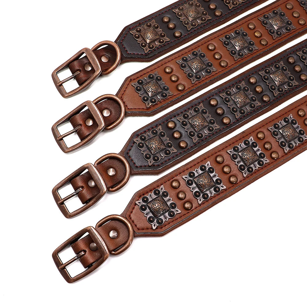 Cooles Hundehalsband mit Spikes für mittelgroße und große Hunde - echtes Leder
