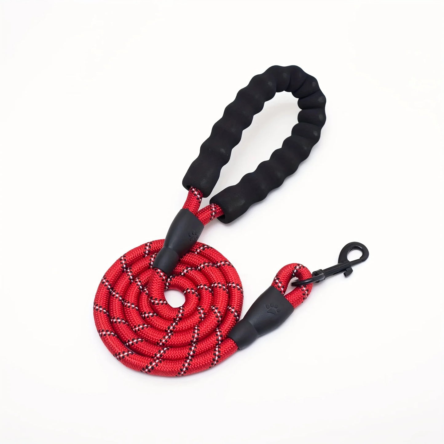 Reflective dog leash with comfortable, padded handle