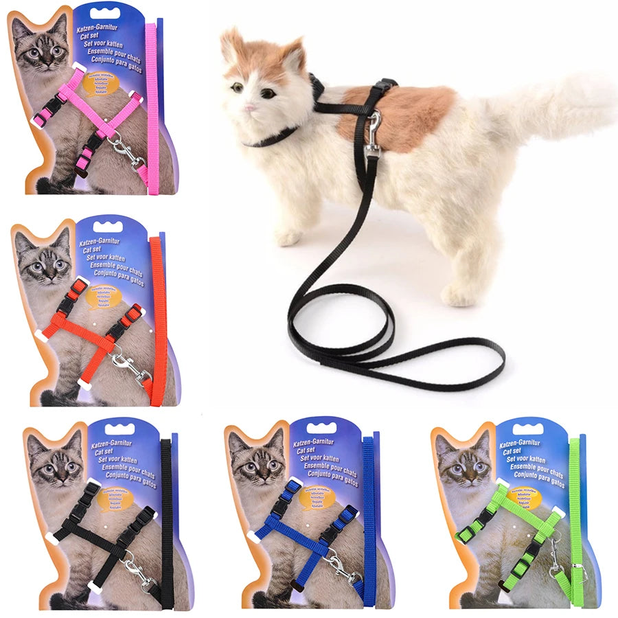 Adjustable Pet Cat Harness with Leash - Set