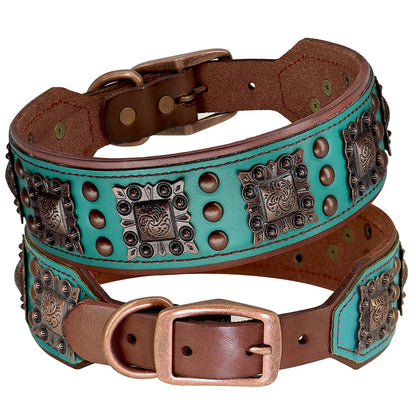 Cooles Hundehalsband mit Spikes für mittelgroße und große Hunde - echtes Leder