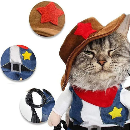 Lustiges Katzen Kostüm - Cowboy