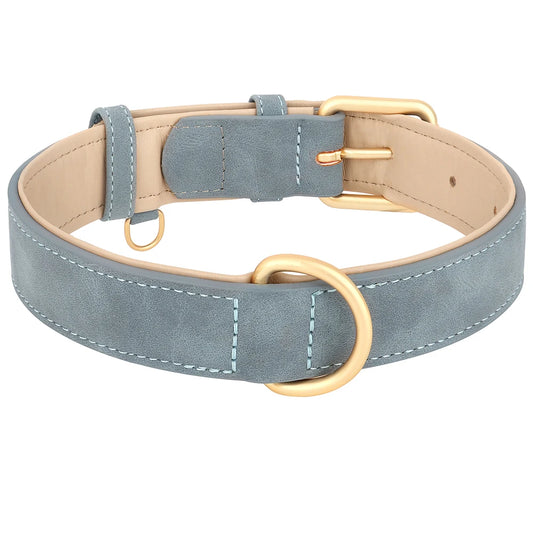 Durable leather dog collar - softly padded
