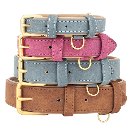 Durable leather dog collar - softly padded
