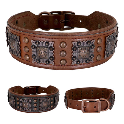 Cooles Hundehalsband mit Spikes für mittelgroße und große Hunde - echtes Leder