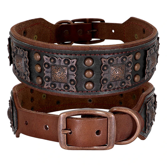 Cooles Hundehalsband mit Spikes für mittelgroße und große Hunde - echtes Leder