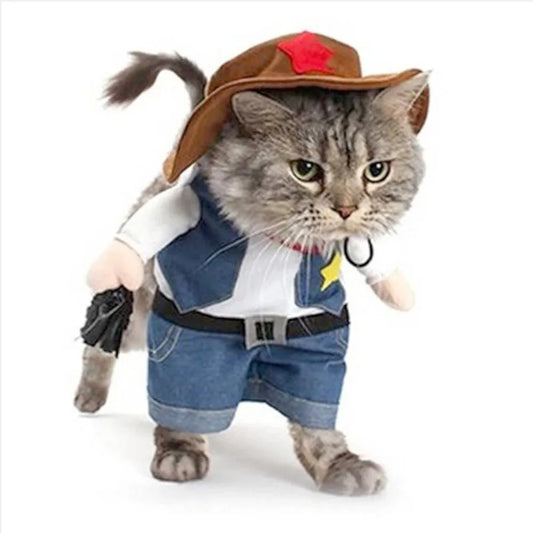Lustiges Katzen Kostüm - Cowboy