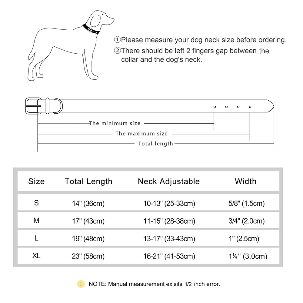 Durable leather dog collar - softly padded