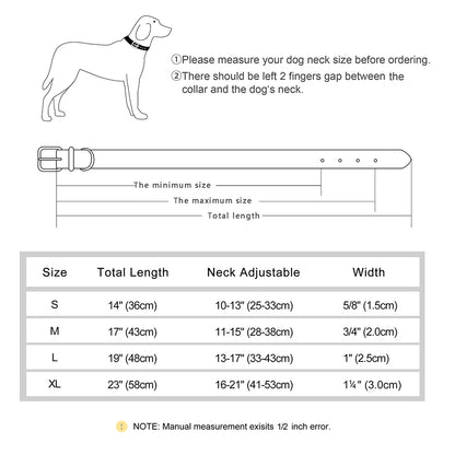 Durable leather dog collar - softly padded