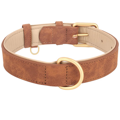 Durable leather dog collar - softly padded