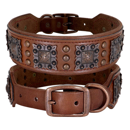 Cooles Hundehalsband mit Spikes für mittelgroße und große Hunde - echtes Leder