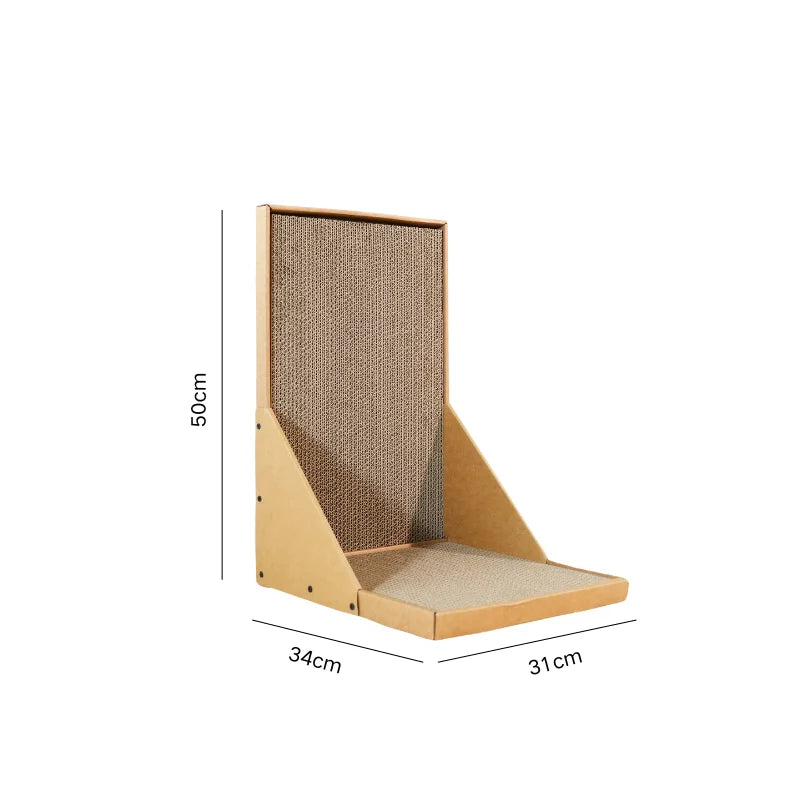Cardboard Cat Tree for Indoor Cats - 26.8 inch L-shaped Vertical Scratching Post